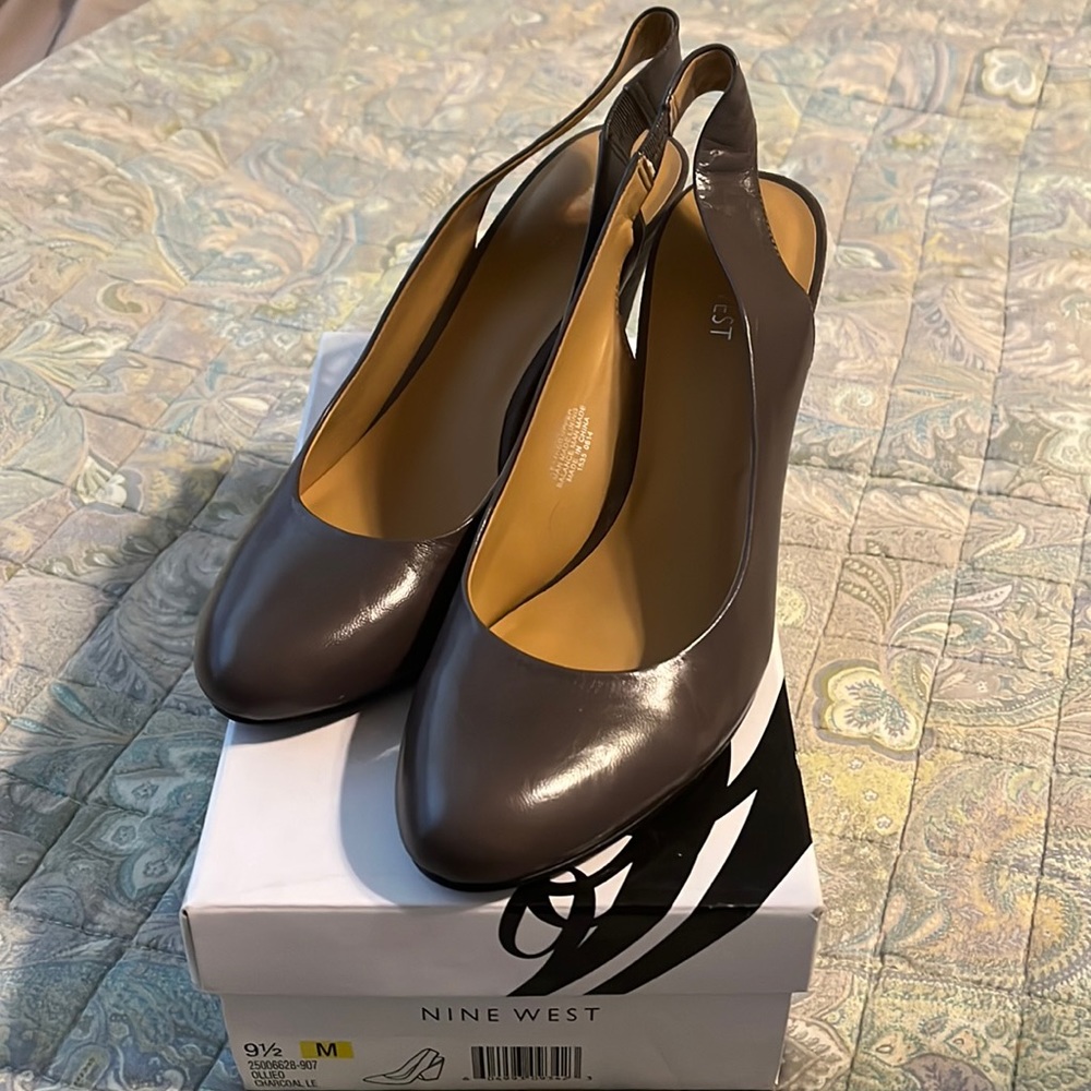 Brown Leather Sling Back Heels